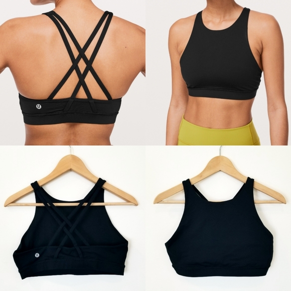 lululemon athletica Other - Lululemon Energy High neck Black Strappy Sports Bra Athletic Yoga Athleisure EUC